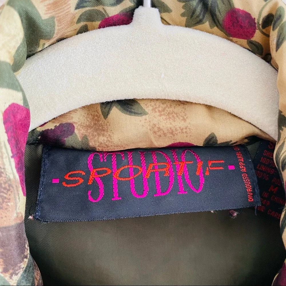 Vintage studio sportif 100% SILK ZIP LIGHT BOMBER JACKET Windbreaker Patchwork - Picture 10 of 10